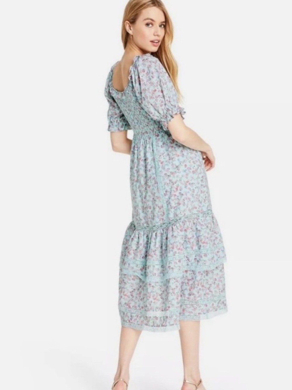 LoveShackFancy x Target Mint Floral Smocked Midi Dress - Picture 2 of 5